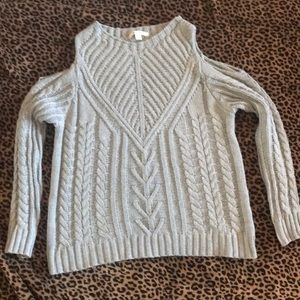 Gray cold shoulder sweater